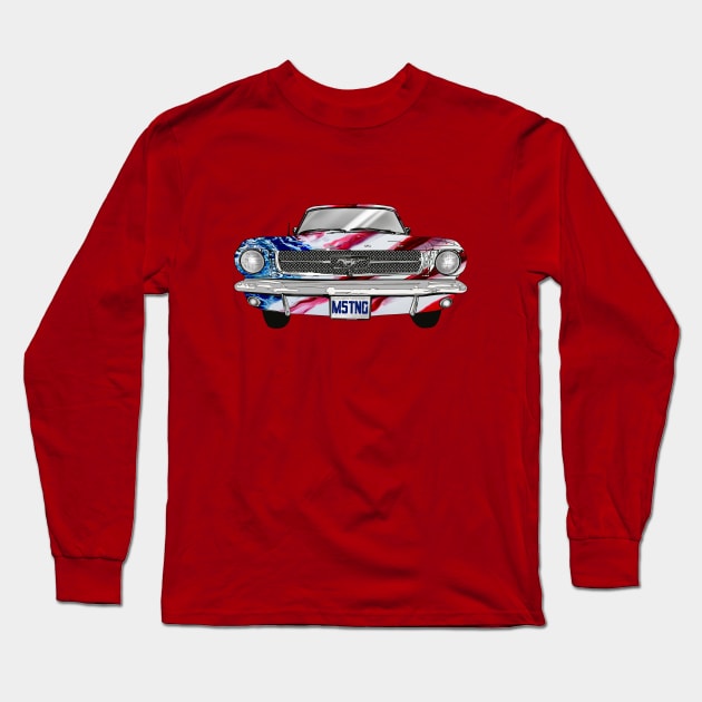 Ford Mustang with American Flag Bodywork Long Sleeve T-Shirt by Artist Rob Fuller